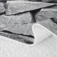 thumbnail image 5 of Castle Fairy Abstract Rock Slate Texture Twin Quilt Set 2 Pieces,Geometric Stacked Stone Block Twin Coverlet Set,Charcoal Gray,1 Bedspread and 1 Pillowcase, 5 of 7