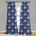 thumbnail image 5 of Ambesonne Japanese Curtains, Ornate Motifs, Pair of 28"x63", Navy Blue Blush, 5 of 5