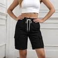 thumbnail image 7 of TEAJOPSUU Womens Cargo Shorts Elastic Waist Drawstring with Multi Pockets Shorts Casual Summer Workwear Shorts Black, 7 of 7