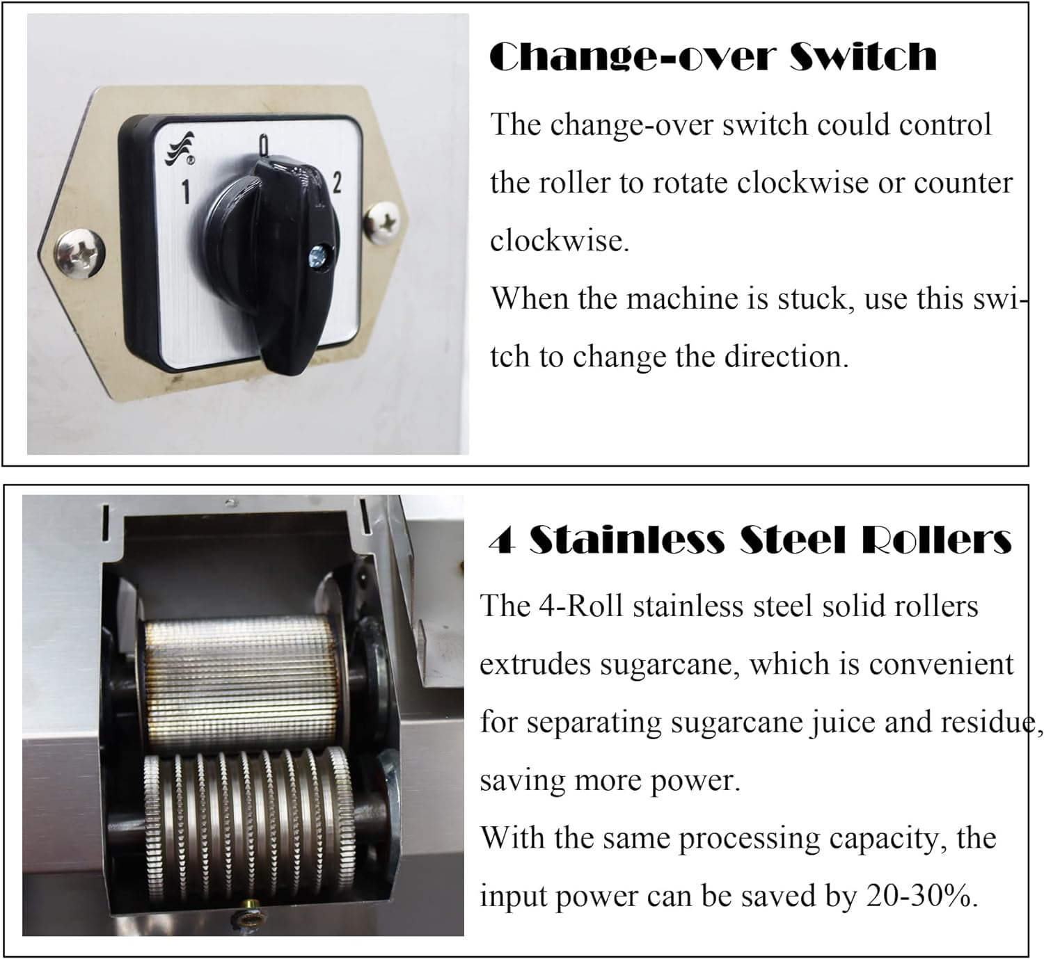 4 Rollers Electric Sugarcane Juicer Sugar Cane Press Juice Machine Commerical 110V 800W