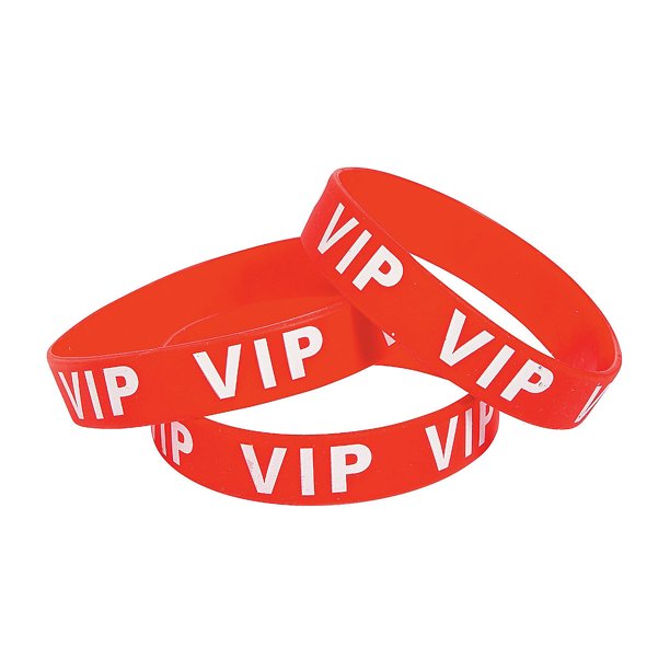 Fun Express Red Rubber Vip Bracelet 24Pc Jewelry 24 Pieces