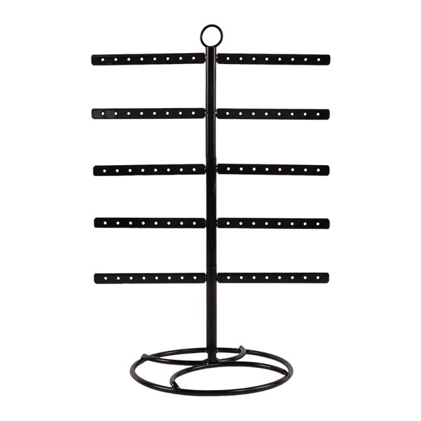 Organizador de pendientes, organizador de almacenamiento de joyas, estante de exhibición de joyas, exhibidor de pendientes Negro