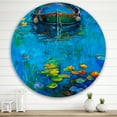 thumbnail image 2 of Designart 'Boat In Blue Lake' Nautical & Coastal Circle Metal Wall Art 29x29 - Disc of 29, 2 of 5