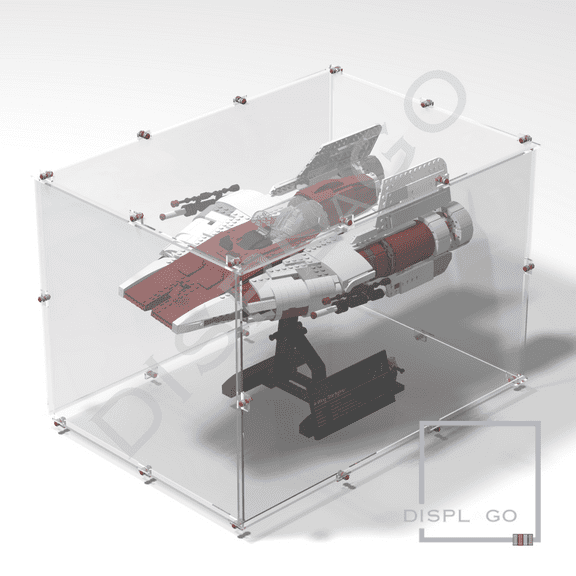 Display Case for LEGO #75275 UCS A-Wing. Display case for minifigures. Star Wars display case. Compatible LEGO display
