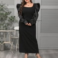 thumbnail image 6 of Black Dress for Women Elegant Formal Dress Plus Size Long Puff Sleeve Square Neck Maxi Dress Evening Prom Dress, 6 of 7