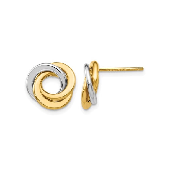 Gem & Harmony 14K Yellow and White Gold Intertwined Circles Post Earrings for Women