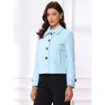 thumbnail image 2 of DARING DIVA Women's Crop Pea Coat Turn Down Single Breasted Winter Outwear XL Light Blue, 2 of 6