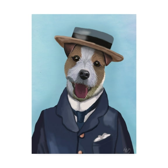 Trademark Fine Art 'Jack Russell In Boater' Canvas Art by Fab Funky