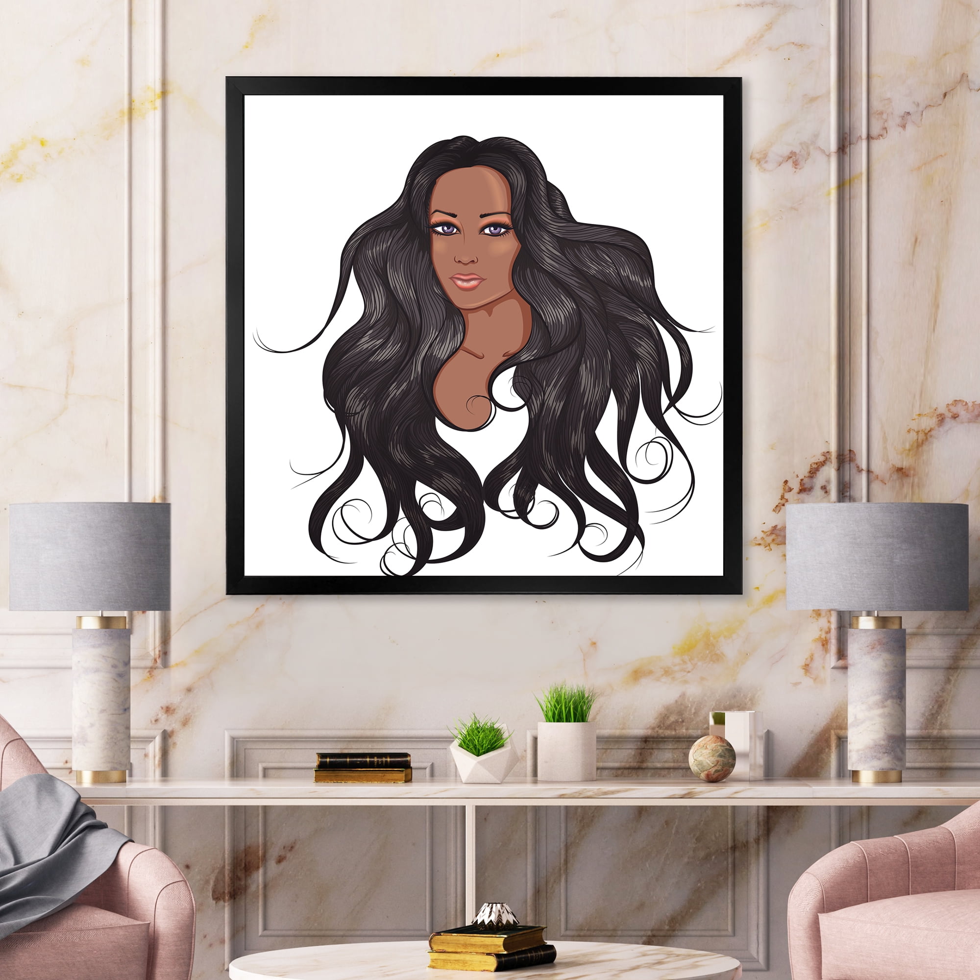 Designart 'Portrait Of Afro American Woman XV' Modern Framed Art Print