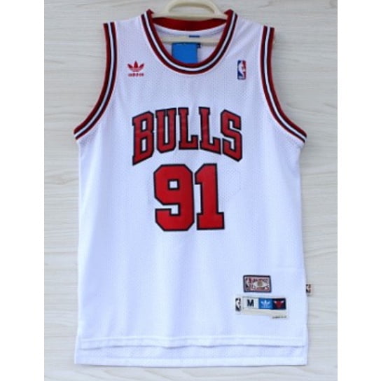 Nueva NBA Hombres Chicago Bulls # 91 Dennis Rodman Vintage Bordado jersey De Baloncesto Blancopangjing