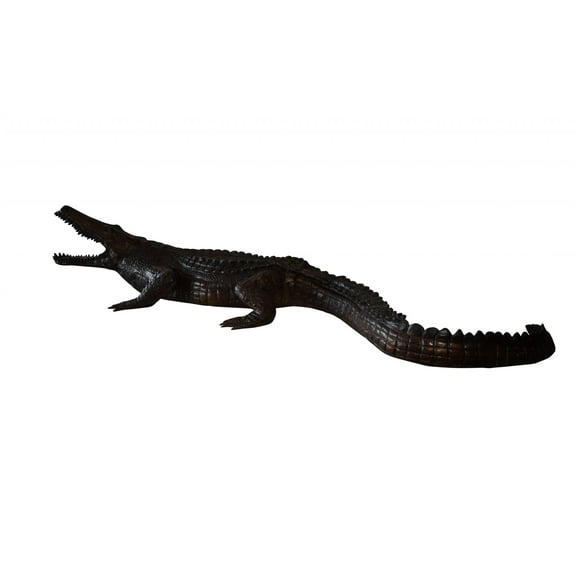 Nifao Large Crocodile78" x 24" x 14"H – Outdoor Bronze Fountain, Garden Water Feature, 78"L x 24"W x 14"H