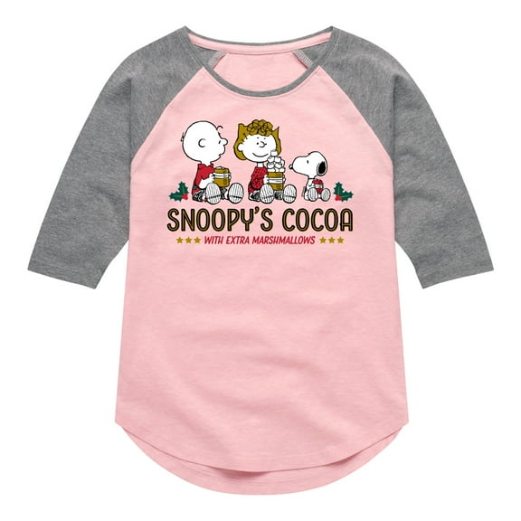 Peanuts - Snoopy's Cocoa Christmas - Toddler And Youth Girls Raglan Graphic T-Shirt