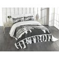 thumbnail image 3 of Ambesonne Detroit Quilted Bedspread Set 3 Pcs, USA Flag Grunge City, Queen Size, Charcoal Grey White, 3 of 5