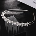 thumbnail image 1 of Diadema de boda con perlas, tocados de novia de doble banda plateada, accesorios para el cabello de cristal para mujer (1 unidad), 1 of 5