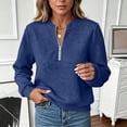 thumbnail image 5 of IUYRTFE Women's Quarter Zip Pullover Sweatshirt with Textured Fabric and Ribbed Trim Long Sleeve Casual Sporty Top, 5 of 8