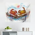 thumbnail image 1 of Crabs Tapestry, Illustration of Crabs Poprt Style Retro Design Print, Fabric Wall Hanging Decor for Bedroom Living Room Dorm, 2 Sizes, Pale Yellow and Orange, by Ambesonne, 1 of 1