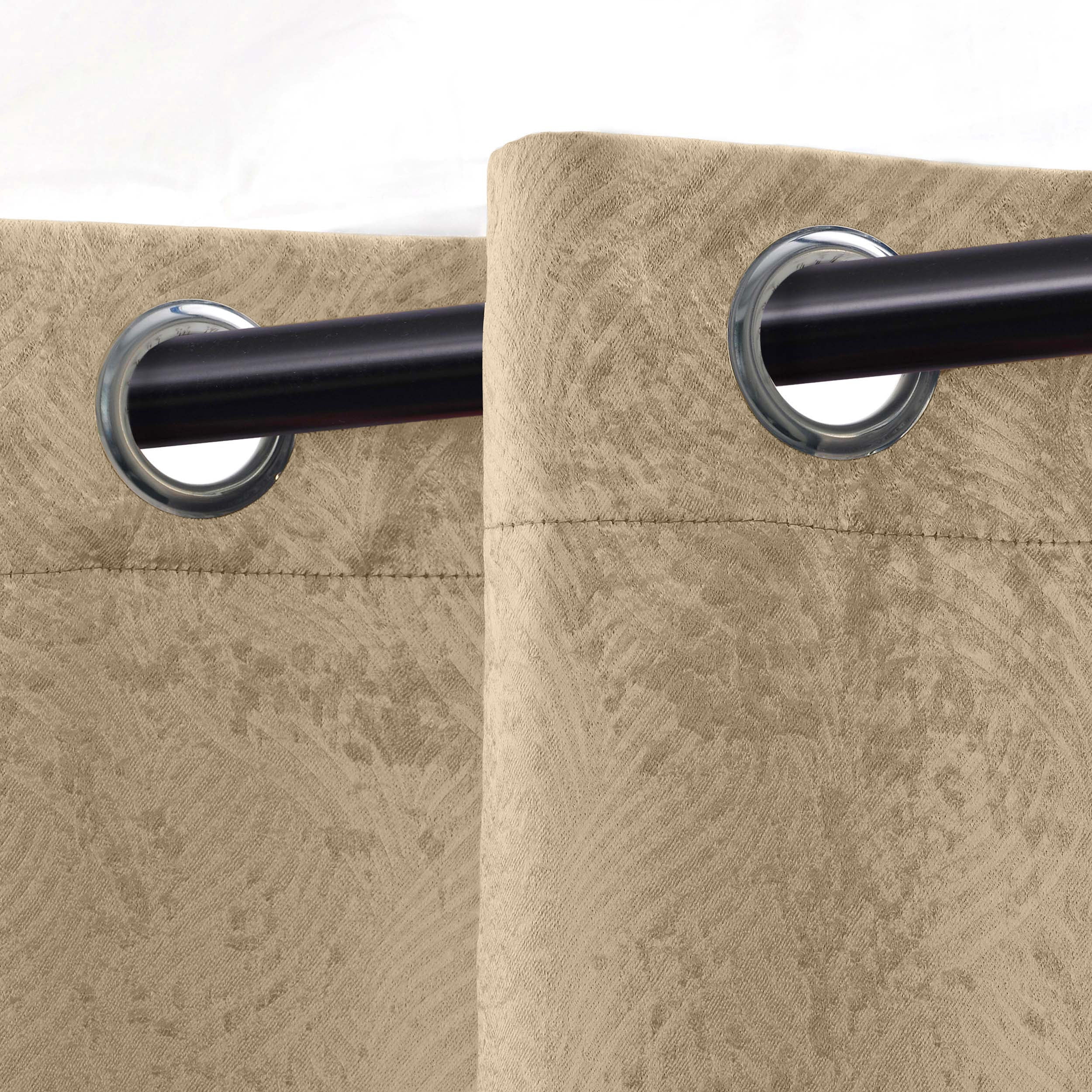 Superior Wave Blackout Grommet Curtains Panel Set, Tan, 52" x 84"