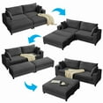 thumbnail image 6 of BALUS Oversized Loveseat Sectional Sofa with 2 Ottomans, 102.4" Corduroy Fabric Deep Seat Cloud Sofa for Living Room, Apartment, Black, 6 of 7