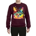 thumbnail image 2 of Wild Bobby Dean Russo Colorful Blue Eyes Cat Cat Lover Unisex Crewneck Graphic Sweatshirt, Maroon, 3X-Large, 2 of 5