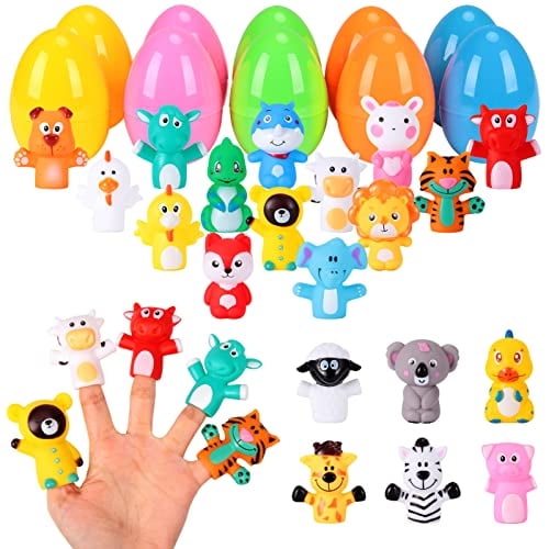 20PACK Huevos de Pascua prerellenos con marionetas de dedo de animales para favores de fie Twister.CK Twister.CK