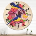 thumbnail image 2 of Designart 'Two Yellow and Blue Tit Birds Sitting Near The Nest' Traditional Wood Wall Clock, 2 of 5