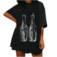 thumbnail image 1 of Top de manga corta suelto con estampado de calavera Retro desgastado y hombros caídos para mujer Pompotops hfajkhk125770, 1 of 6