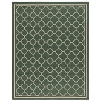 SAFAVIEH Courtyard Alina Geometric Quatrefoil Indoor/Outdoor Area Rug, Dark Green/Beige, 9' x 12'