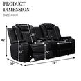 thumbnail image 5 of Leather Recliner Sofa Set with LED Lights,Power Reclining Loveseat with Double Recliners/Storage Console/Cup Holder for Living Room/Home Theater(Loveseat,Black), 5 of 6