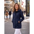 thumbnail image 4 of Wantdo Ladies' Plus Size Detachable Hood Rain Jacket Warm Windproof Waterproof Lightweight Jacket for Hiking Navy 2XL, 4 of 8