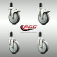 thumbnail image 2 of 5 Inch 316SS Thermoplastic Rubber Swivel 1-1/2 Inch Stem Caster Set 2 Lock Brake, 2 of 2