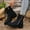 #134-Black, variant on Wowcloth Women's Fashion Casual Side Zipper Ankle Boots – Wrinkle Round Toe Mid Heel Mid Calf Boots for Daily Wear