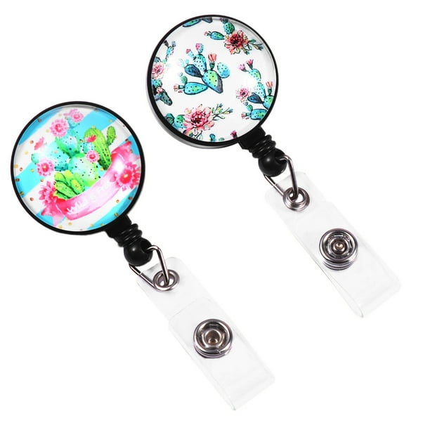 Pixnor Badge Reels 2pcs Retractable Badge Hanging Clamp Exhibition Certificate Hanging Clip Time Gem Chest Clips Cartoon Printed Badge Reel Black Base