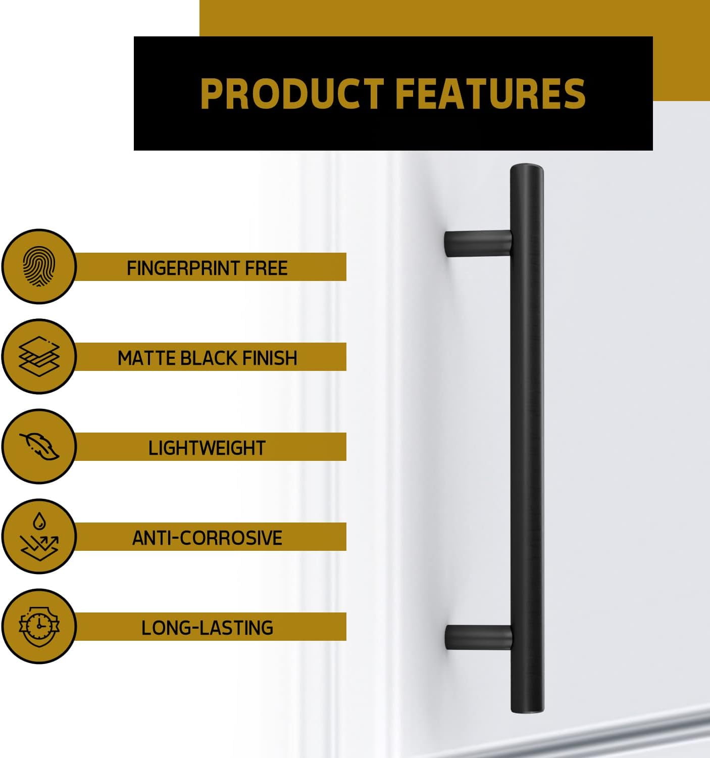 Mega Handles / Cabinet Pulls 7.38 Inch / Stainless Steel Cabinet Handle Pulls / Matte Black / 35 pack