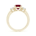 thumbnail image 2 of ANGARA Natural Classic 1.4 ct Ruby and Diamond Three Stone Engagement Ring in 14K Yellow Gold for Women (Size-7mm) | July Birthstone, Birthday, Anniversary, Jewelry Gift for Women | Natural Ruby Ring, 2 of 11