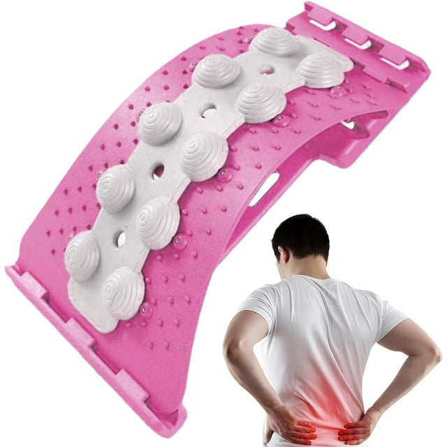 Back Stretcher | 4 Level Adjustable Lumbar Support Board | Built-in Massage Point, Back Cracker for Home, Car, Office, Gym, Yoga