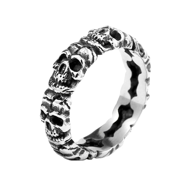 Anillo redondo con forma de esqueleto de Halloween Anillo elegante con esqueleto Anillos de Halloween para hombre Talla 7-12