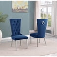 thumbnail image 2 of Chaises Latérales Rembourrées en Velours Bleu Marine avec Acier Inoxydable, Ensemble de 2, 2 of 2