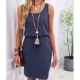thumbnail image 5 of Women'S Waffle Knit Tank Dress Sleeveless Square Neck Casual Summer Outfit Dark Blue XXL, 5 of 9