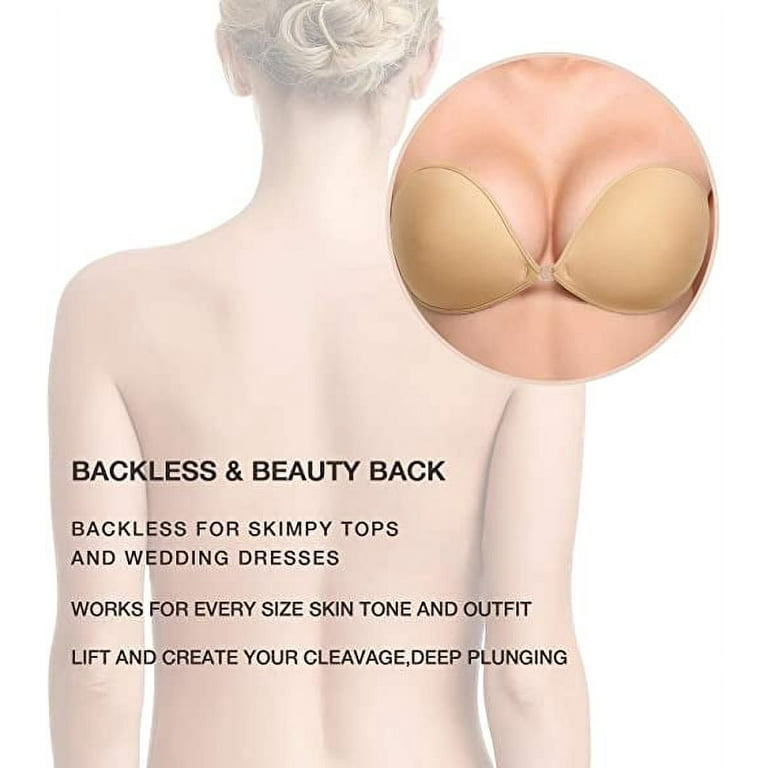 Dicasser Sticky Bra 5 Pairs Strapless Backless Bra Adhesive Invisible Lift  up Bra Push up Bra for Backless Dress 