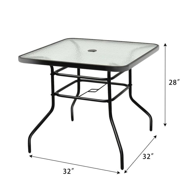 Costway 32 Inch Square Patio Table With Tempered Glass Top photo 2
