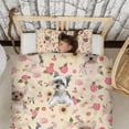 thumbnail image 3 of Yorkie with Flowers Duvet Cover and Pillowcase Set for Single Bedding, Bedroom Accessories for Kids Teens, 3 of 5