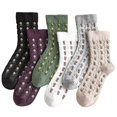 thumbnail image 4 of 6 Pair Women's Autumn Calf Socks with Floral Print Warm Cotton Socks Winter Autumn Supply, 4 of 5