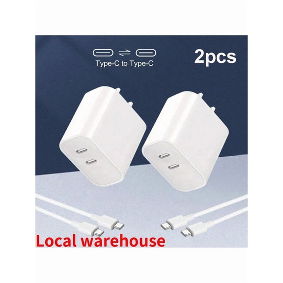 USB C Fast Charger 2-Pack, Dual Port 40W Wall Charging Block with 6ft Type C to C Cable, PD Power Adapter for iPhone 17 16 15 Pro Max, iPad, Samsung Galaxy S26 S25 Ultra, Pixel