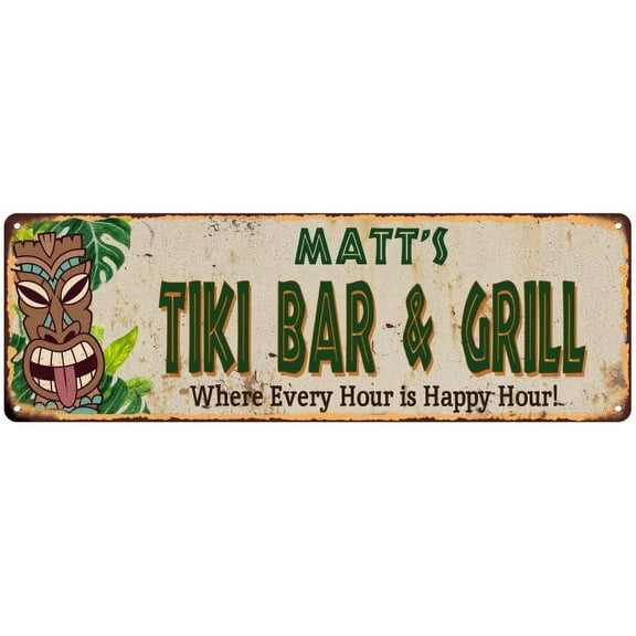 Matt's TIKI BAR & GRILL Metal Sign 6x18 Decor 106180040338
