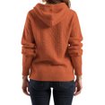 thumbnail image 4 of Women's Hooded Sweater Twist Front Argyle Knit Long Sleeve Pullover (Ginger, One Size), 4 of 4