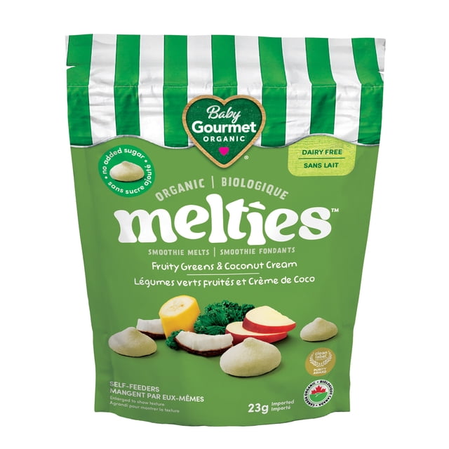 Fondants biologiques Melties™ légumes verts fruités et crème de noix de coco pour bébé de Baby Gourmet®, 8 mois+
