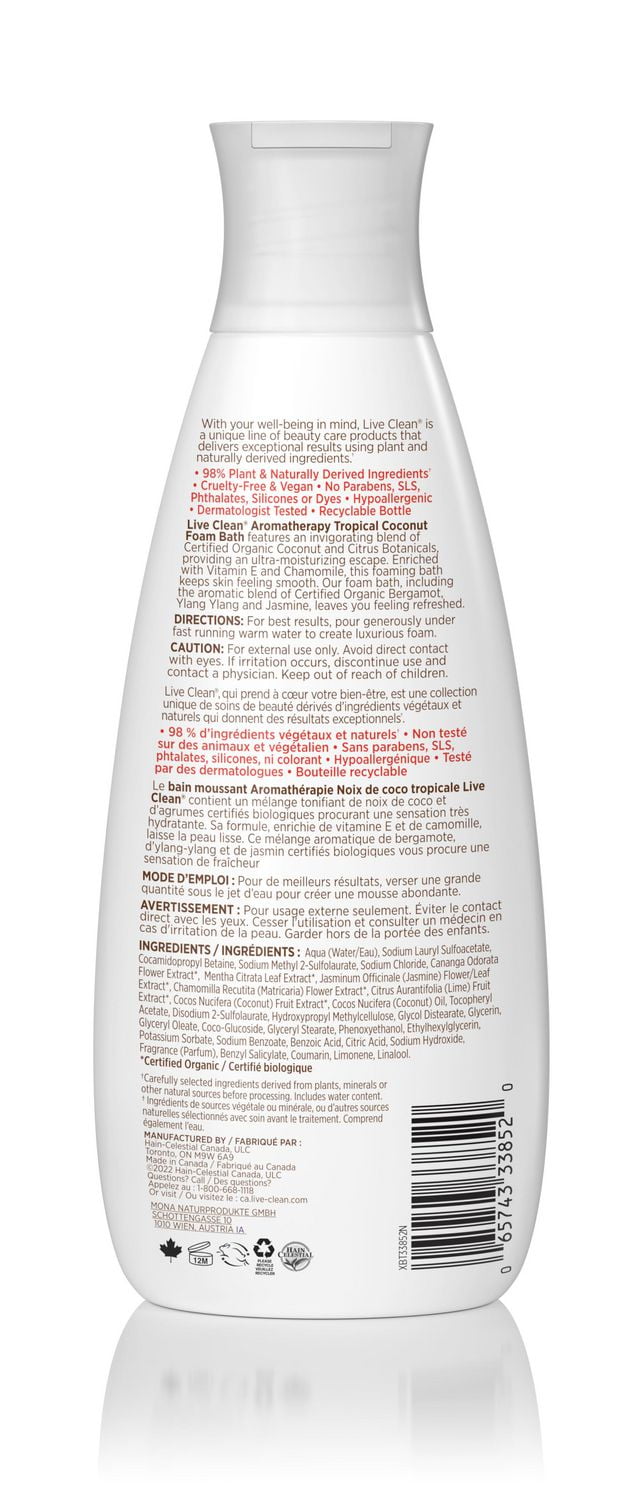 Live Clean Tropical Coconut Aromatherapy Foam Bath