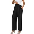 thumbnail image 4 of Pantalones de Cintura Alta de Pierna Ancha para Mujeres Trabajo Casual Pierna Ancha Recortada Viaje Senderismo Cintura Elástica con Bolsillos, 4 of 9