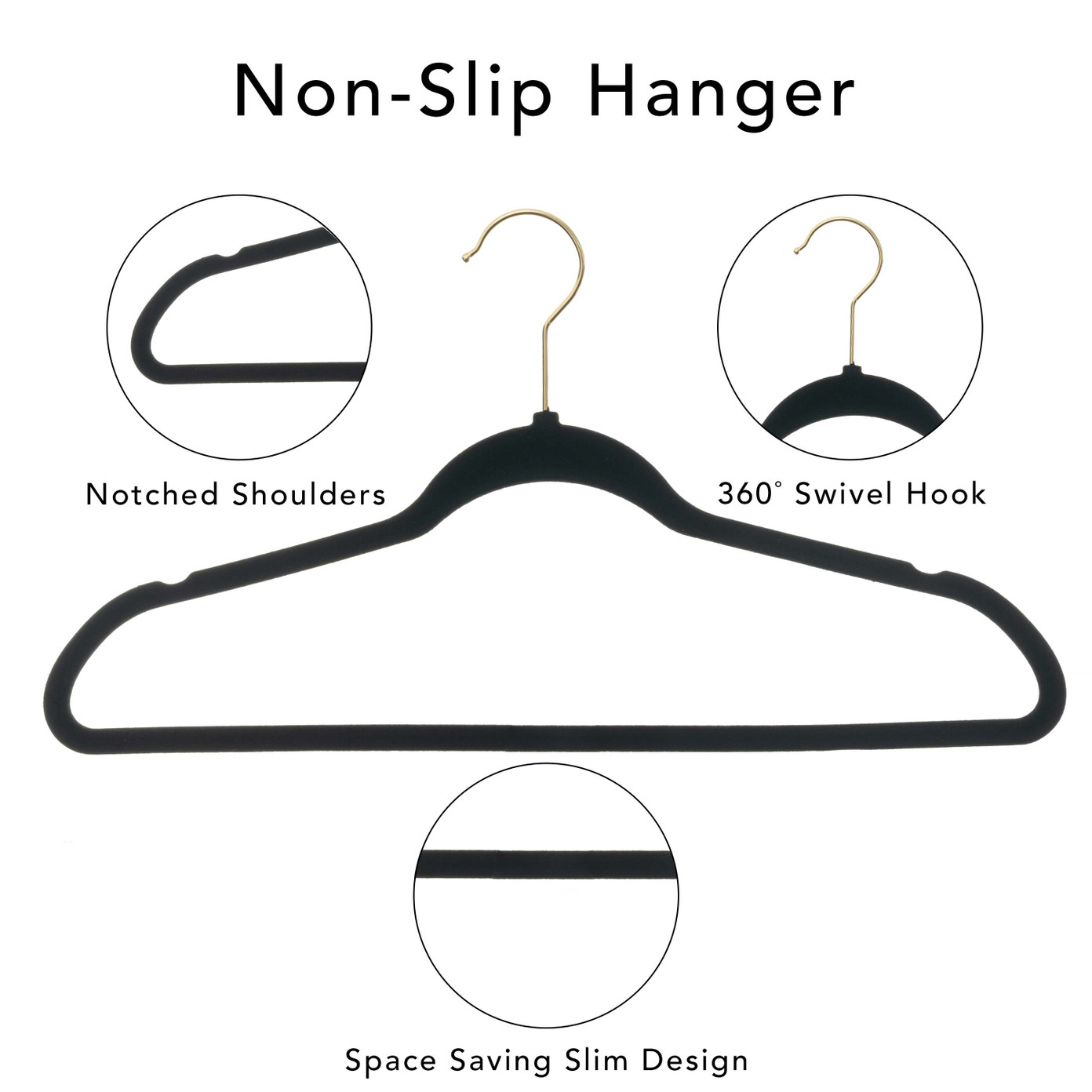 Better Homes & Gardens Velvet Clothing Hangers, 100 Pack, Black, Non-Slip, Space Saving - image 4 of 5