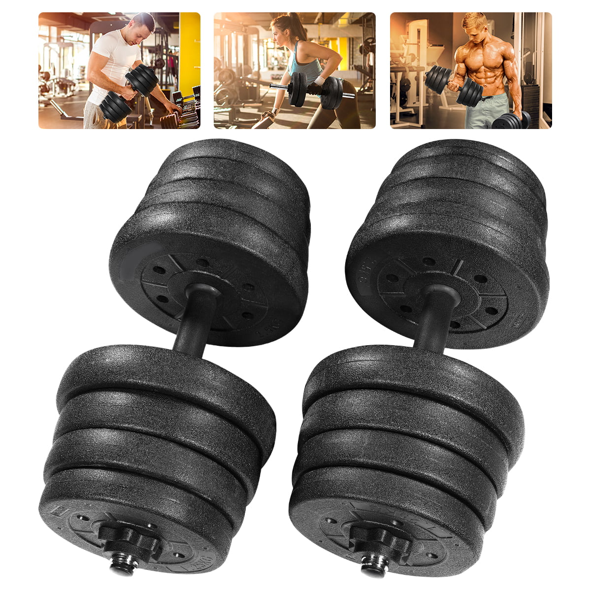 AUPair Hex Rubber Coat Iron Dumbbell Home Gym Strength Weight Training 27.5-40kg 